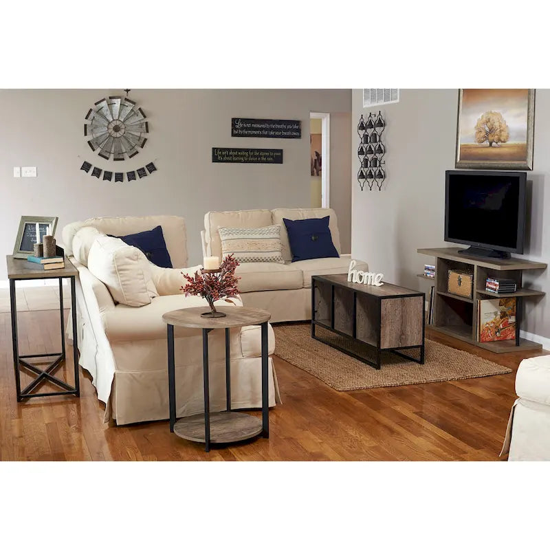 Household Essentials Side End Table with Storage Shelf