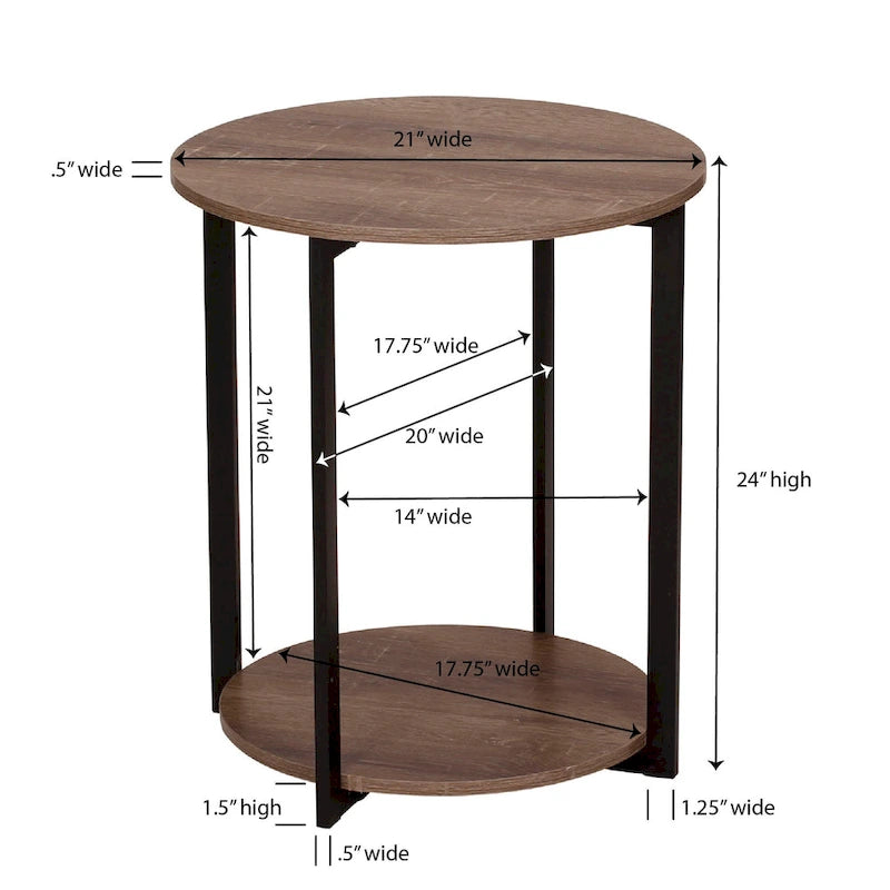 Household Essentials Side End Table with Storage Shelf