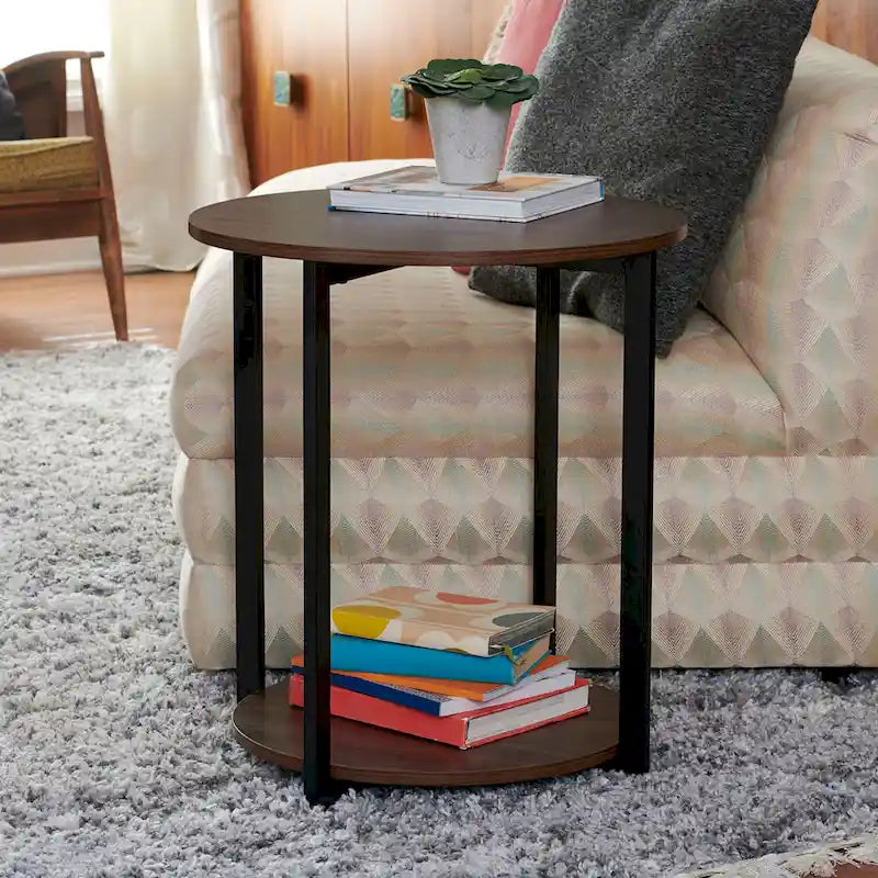 Household Essentials Side End Table with Storage Shelf