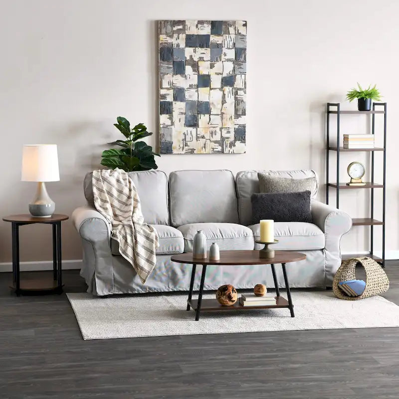 Household Essentials Side End Table with Storage Shelf