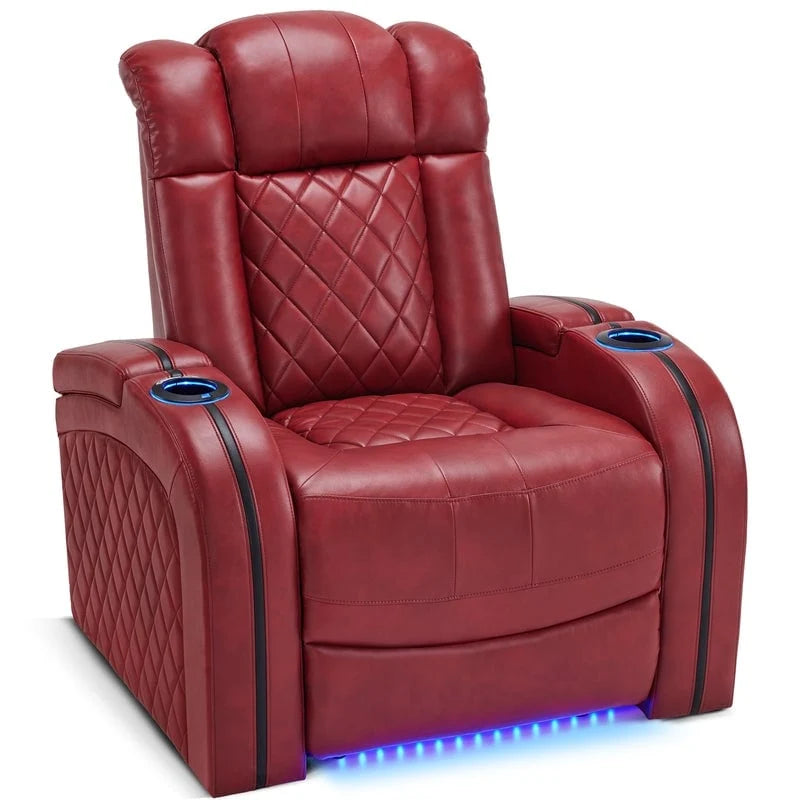 MCombo Power Recliner Chair with Adjustable Headrest, Dual Motor Home Theater Seating with USB Port, Breathable Leather HTS411