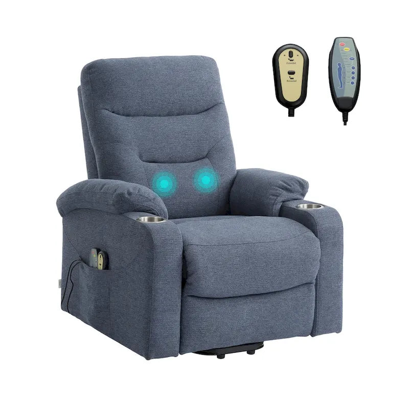 Clihome Soft Upholstered Electric Massage Recliner with Cup Holder