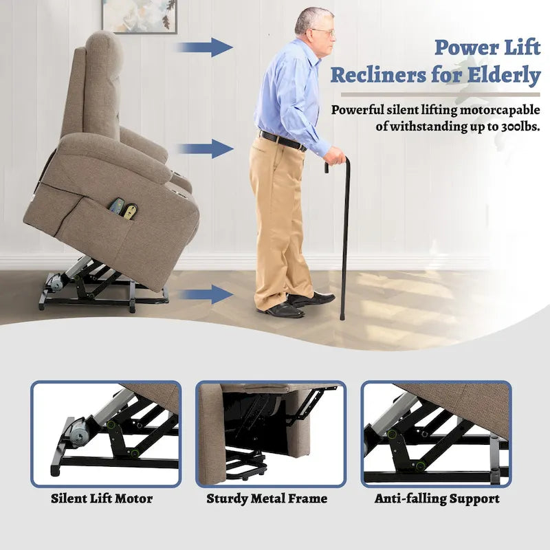Clihome Soft Upholstered Electric Massage Recliner with Cup Holder