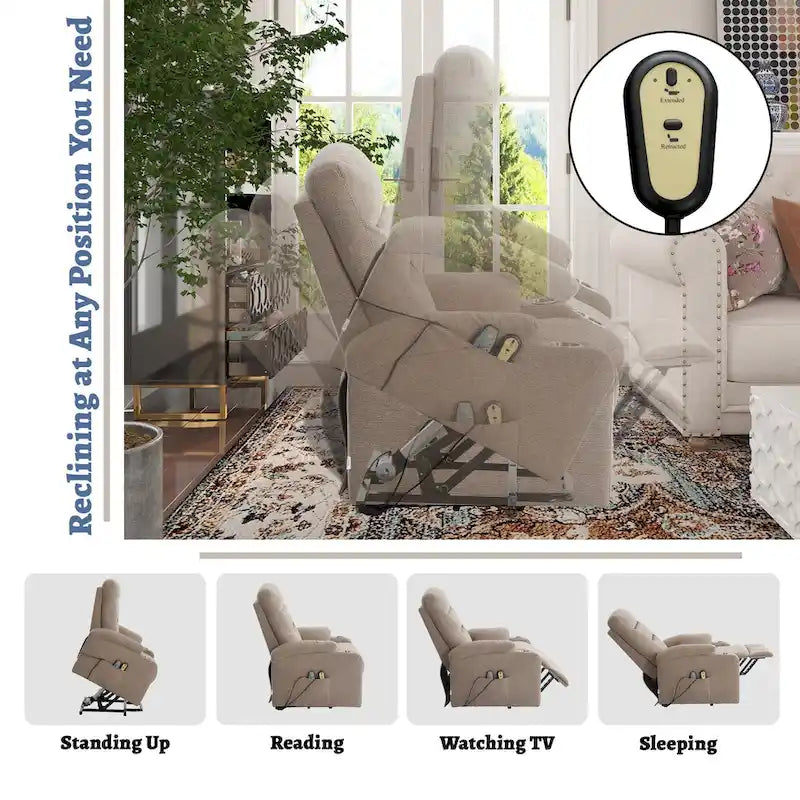 Clihome Soft Upholstered Electric Massage Recliner with Cup Holder