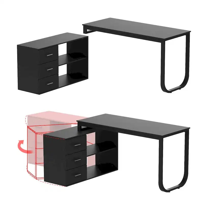Timechee 55-inch L Shaped Office Computer Desk w/ Drawers