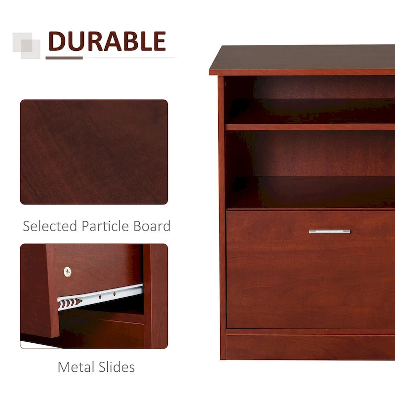 HOMCOM Computer Desk with Printer Cabinet, L-Shaped Corner Desk with Storage, Study PC Workstation for Home Office