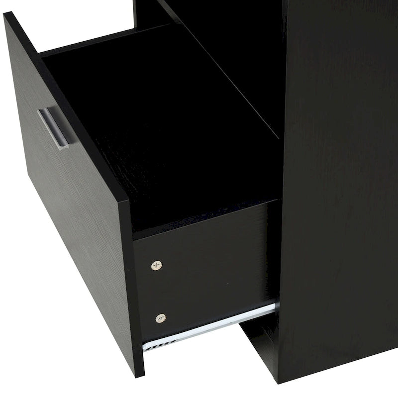HOMCOM Computer Desk with Printer Cabinet, L-Shaped Corner Desk with Storage, Study PC Workstation for Home Office