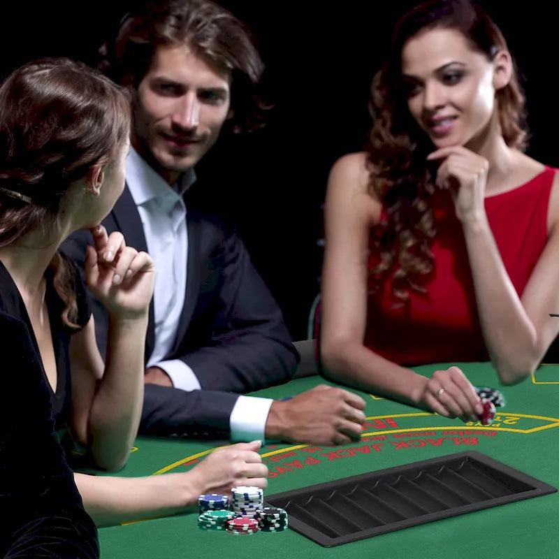 HomCom 72 7 Player Foldable Half Poker Table - Blue/Black