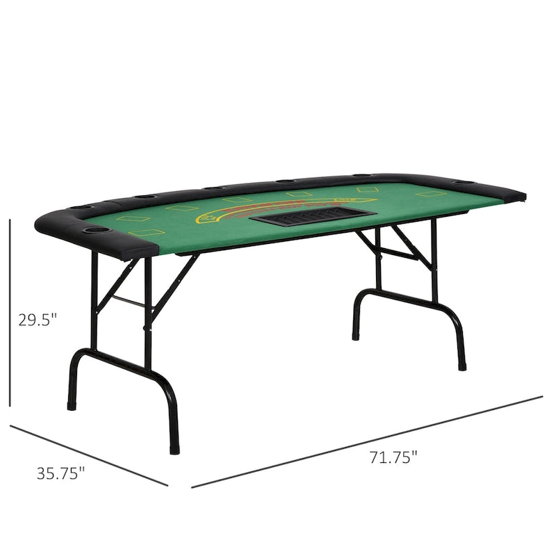 HomCom 72 7 Player Foldable Half Poker Table - Blue/Black