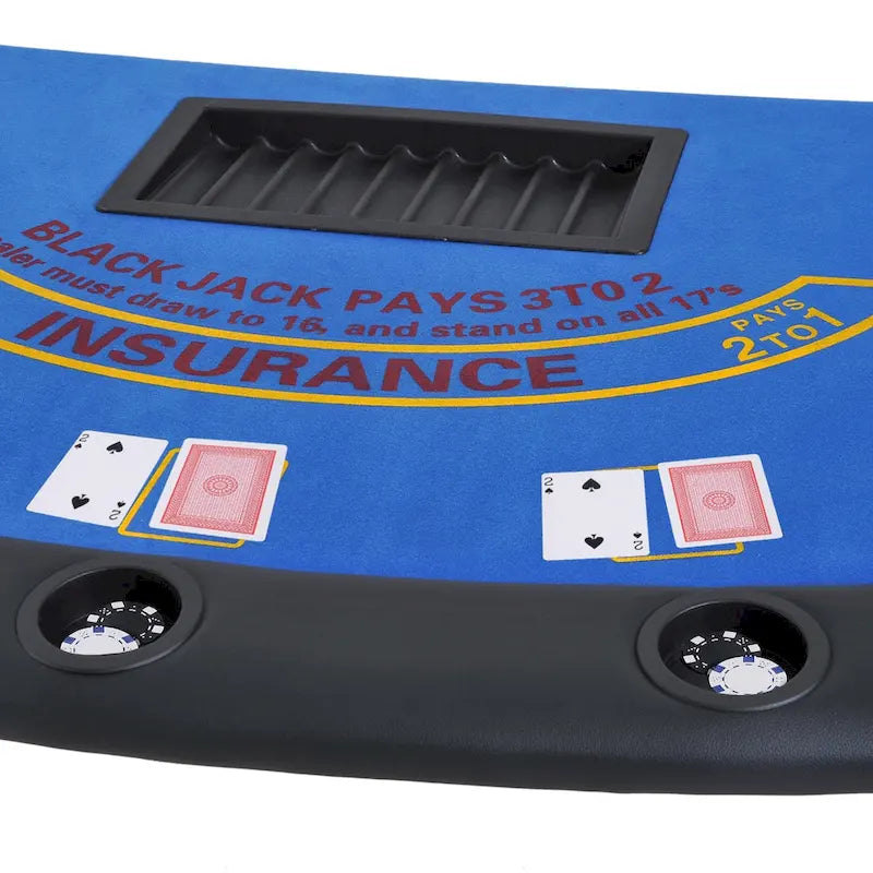 HomCom 72 7 Player Foldable Half Poker Table - Blue/Black