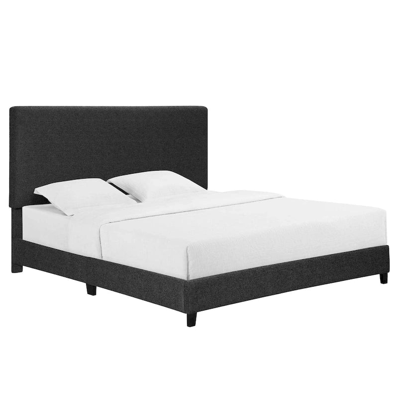 Bridgevine Home Tall Dark Grey Upholstered Panel Platform Bed