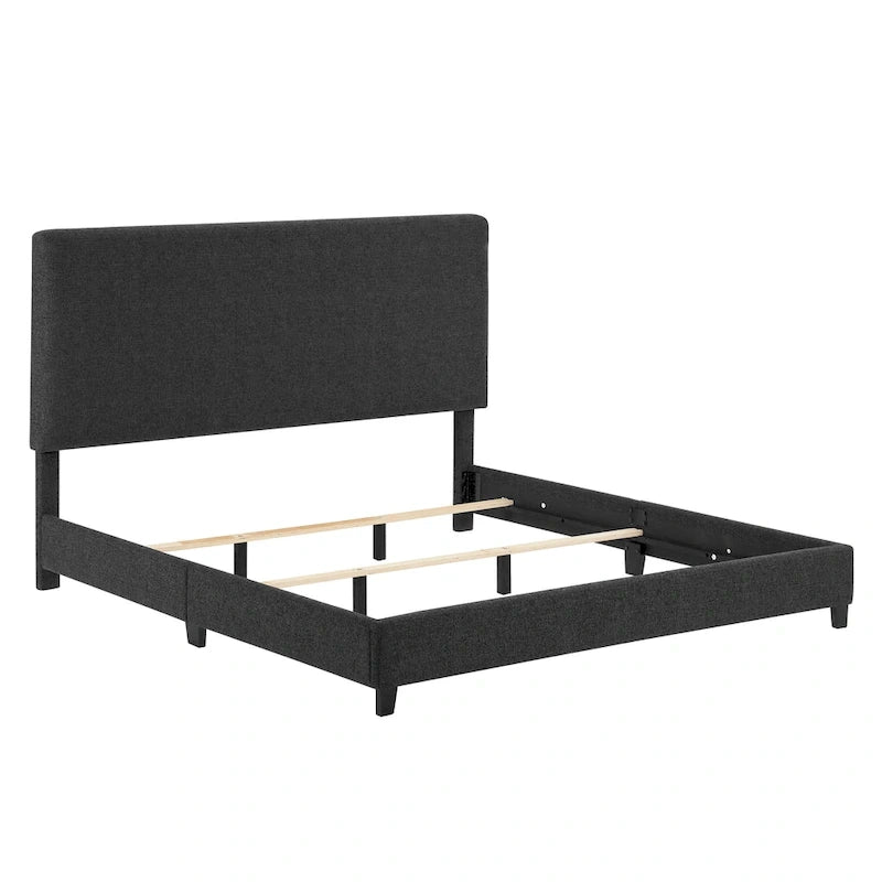 Bridgevine Home Tall Dark Grey Upholstered Panel Platform Bed