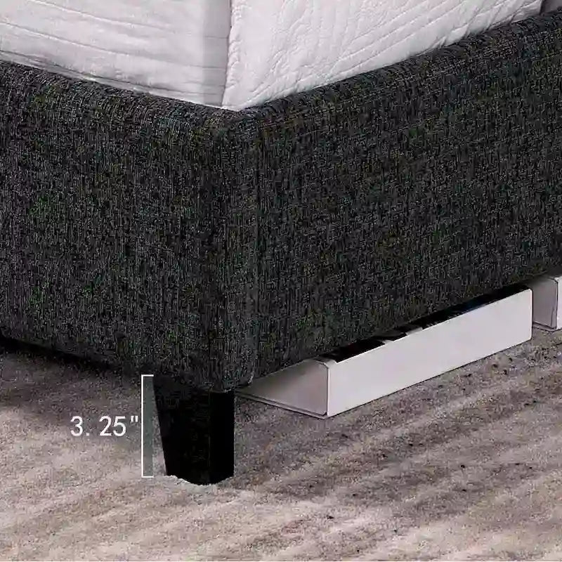 Bridgevine Home Tall Dark Grey Upholstered Panel Platform Bed