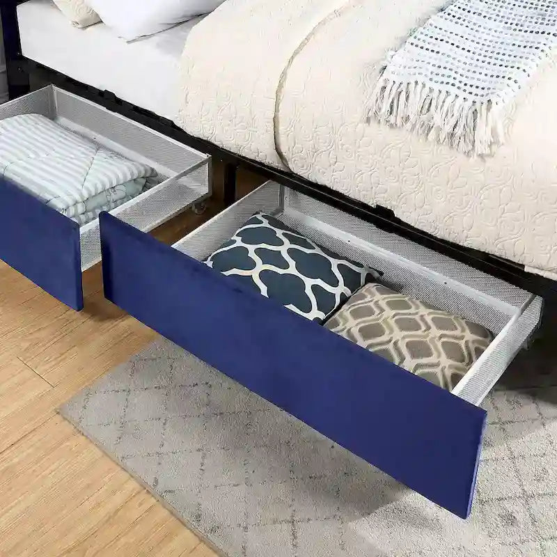 Rhiv Art Deco Upholstered 4-drawer Storage Bed by Furniture of America