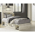 Cambeck Whitewash Panel Bed With 2 Under Bed Storage Drawers