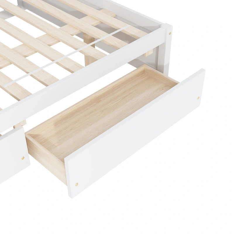 Full Bed With Twin Size Trundle And Two Drawers