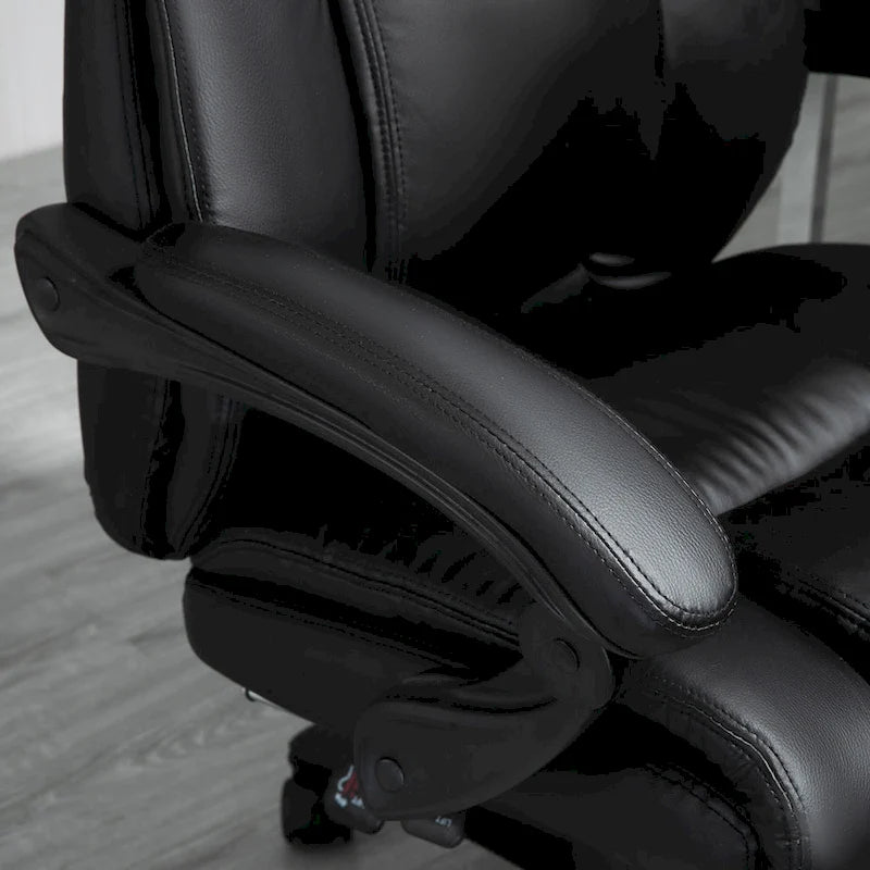 Vinsetto Executive Home Office Chair Padded High Back PU Leather Recliner with Retractable Footrest, Adjustable Height, Black