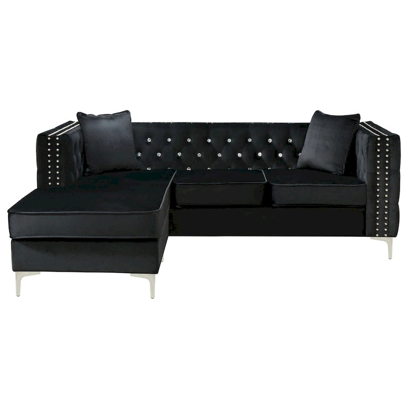 Paige Velvet Tufted Sofa with Chaise