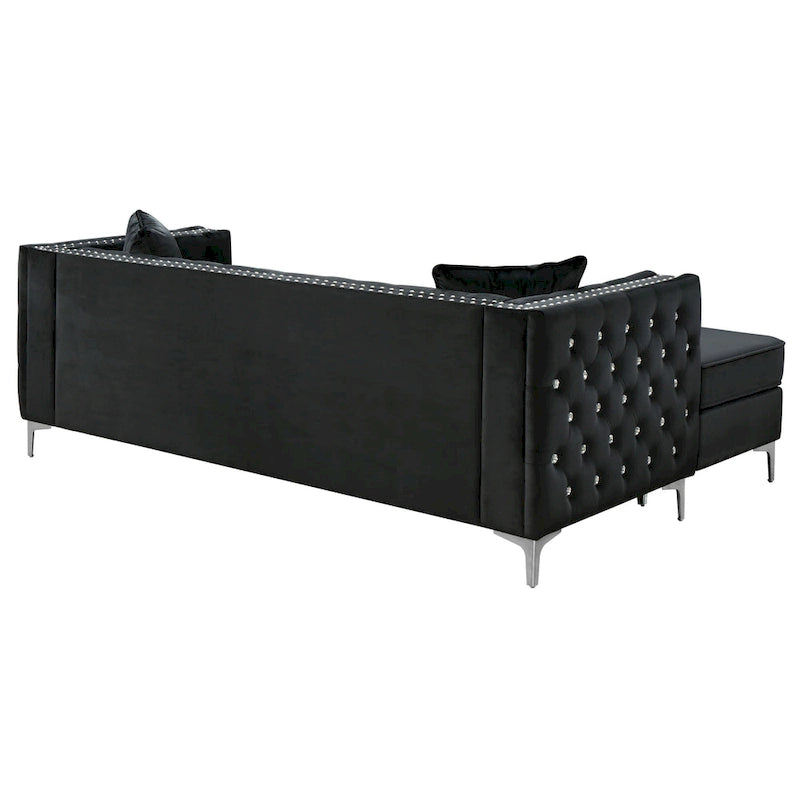 Paige Velvet Tufted Sofa with Chaise