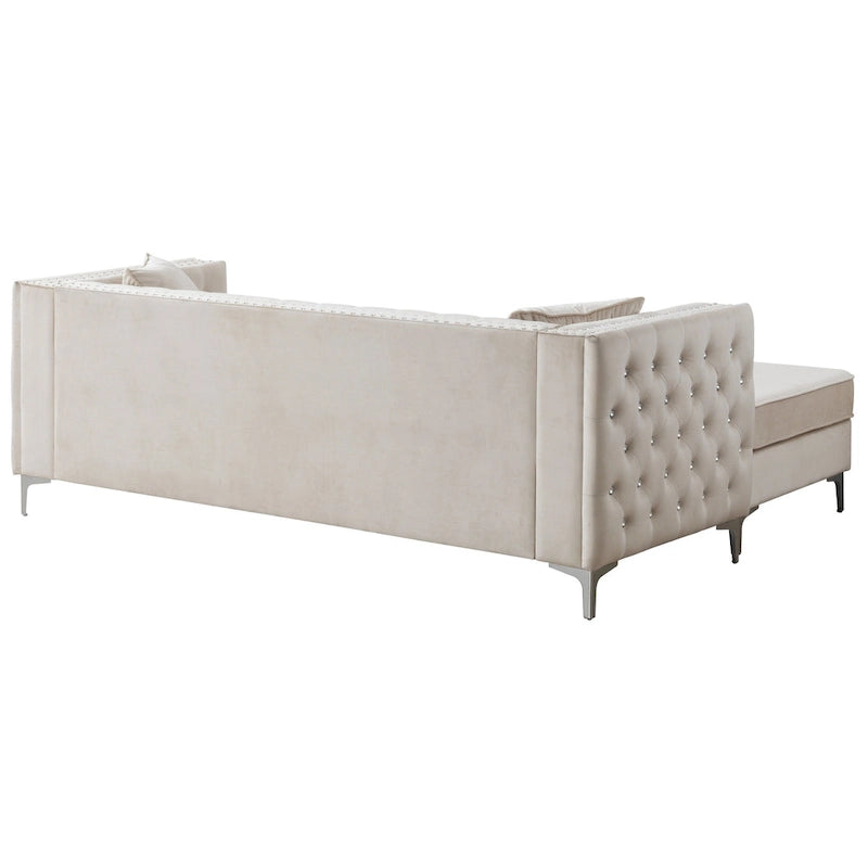 Paige Velvet Tufted Sofa with Chaise