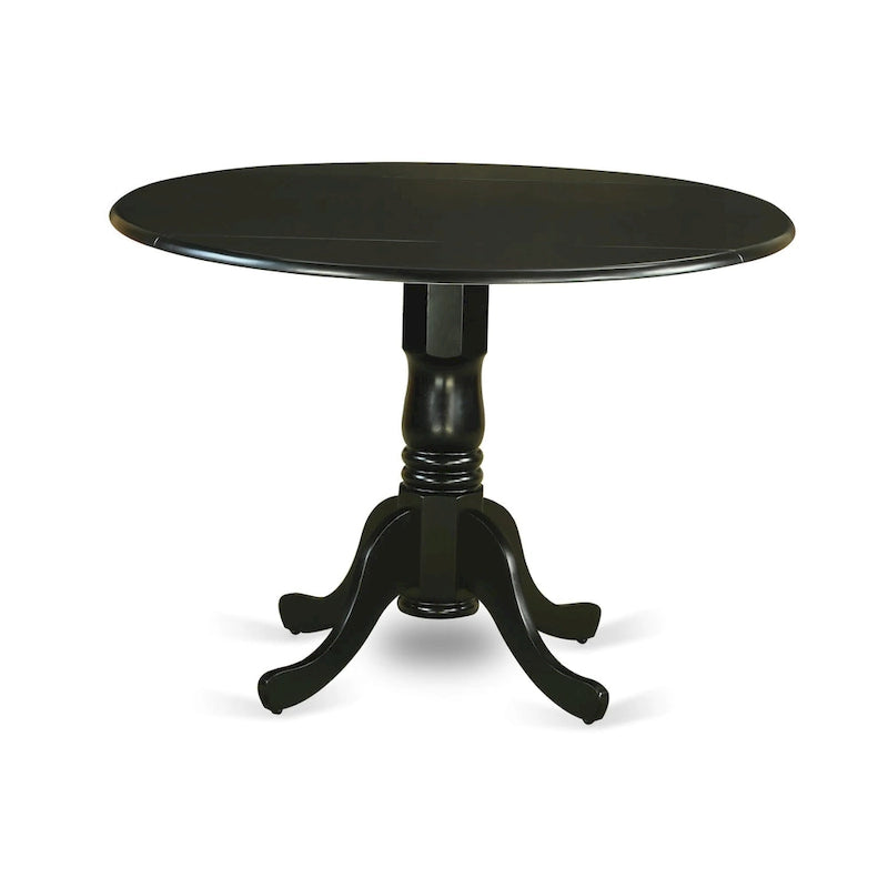 East West Furniture Dining Table Set- a Round Kitchen Table and Eggnog Faux Leather Chairs, Black (Pieces Options)