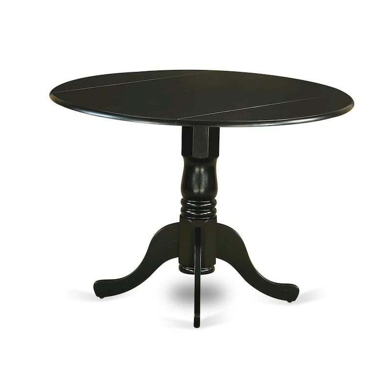 East West Furniture Dining Table Set- a Round Kitchen Table and Eggnog Faux Leather Chairs, Black (Pieces Options)