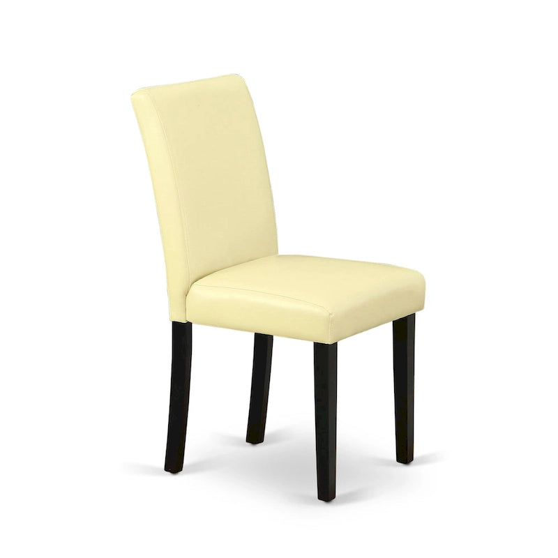 East West Furniture Dining Table Set- a Round Kitchen Table and Eggnog Faux Leather Chairs, Black (Pieces Options)