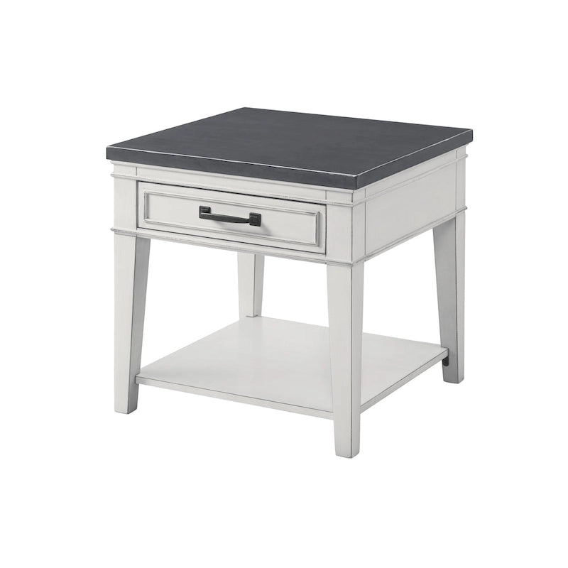 Del Mar 24 White and Grey 1-Drawer End Table