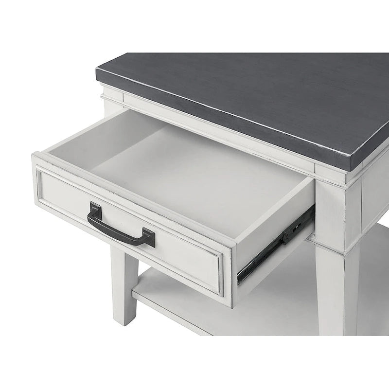 Del Mar 24 White and Grey 1-Drawer End Table