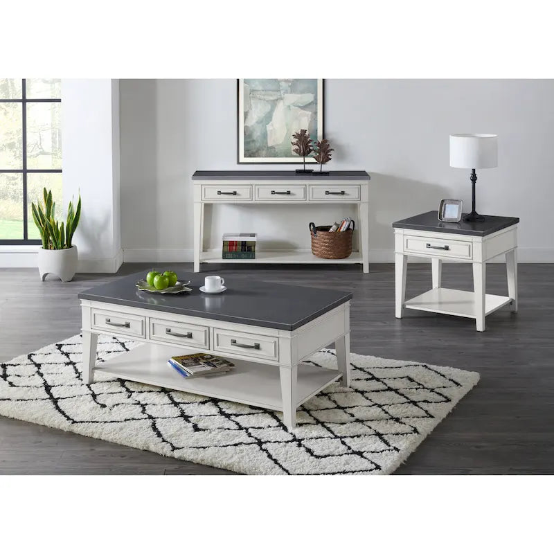 Del Mar 24 White and Grey 1-Drawer End Table