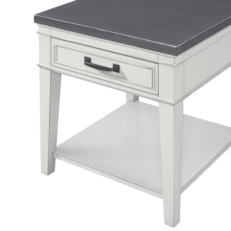Del Mar 24 White and Grey 1-Drawer End Table