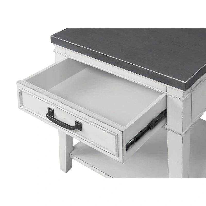 Del Mar 24 White and Grey 1-Drawer End Table