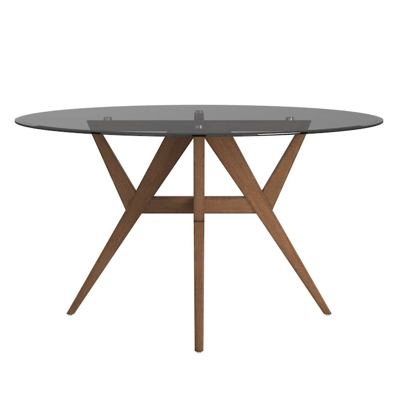Sheeba Round Mid-Century Modern Walnut Base Dining Table by iNSPIRE Q Modern