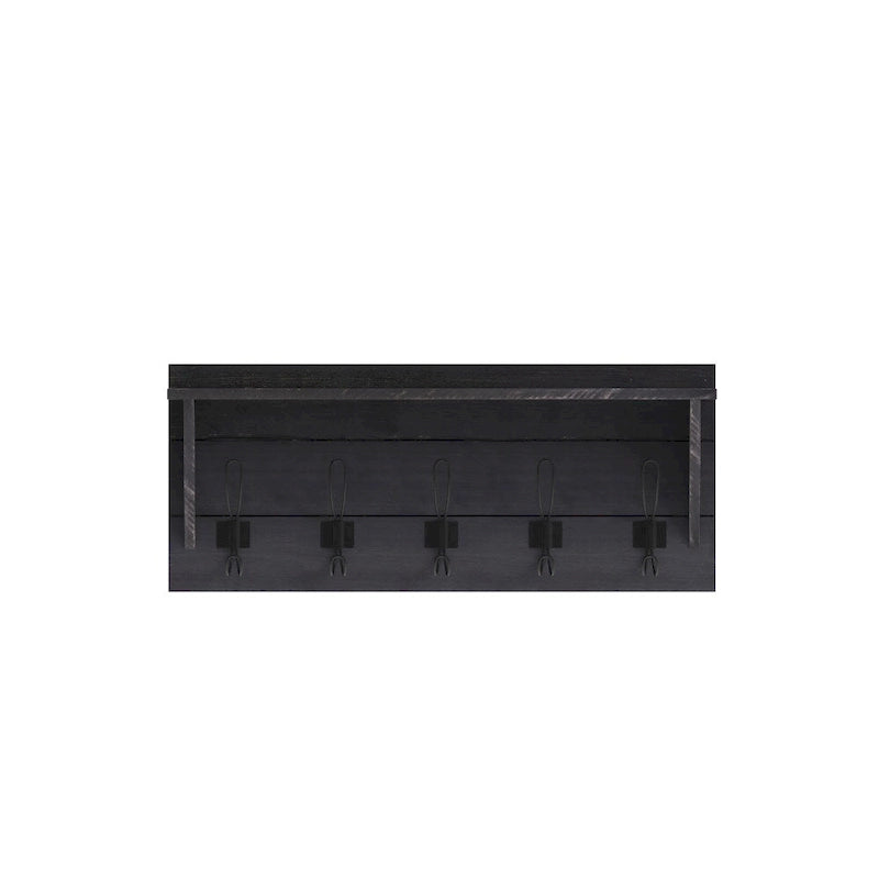 Wall Mounted Storage Rack with Upper Shelf and Storage Hooks