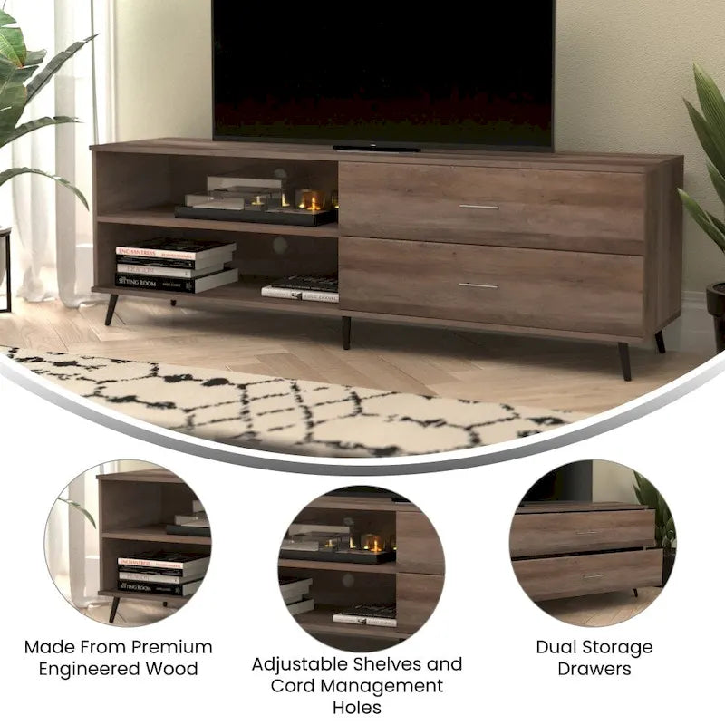 TV Stand for up to TV's with Adjustable Shelf and Storage Drawers