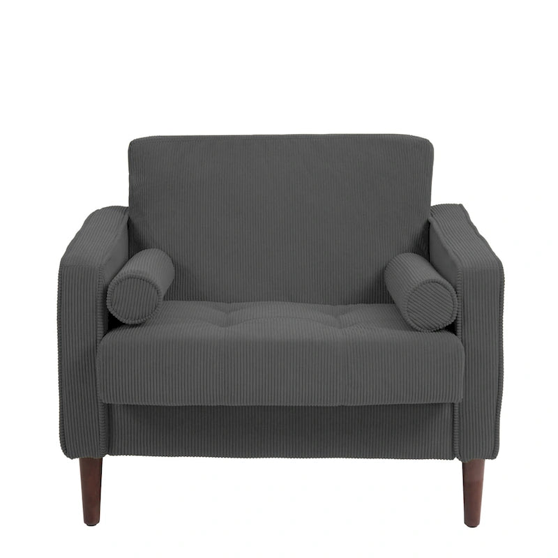 2 Pack Modern Corduroy Wide Armchair with Bolster Pillows