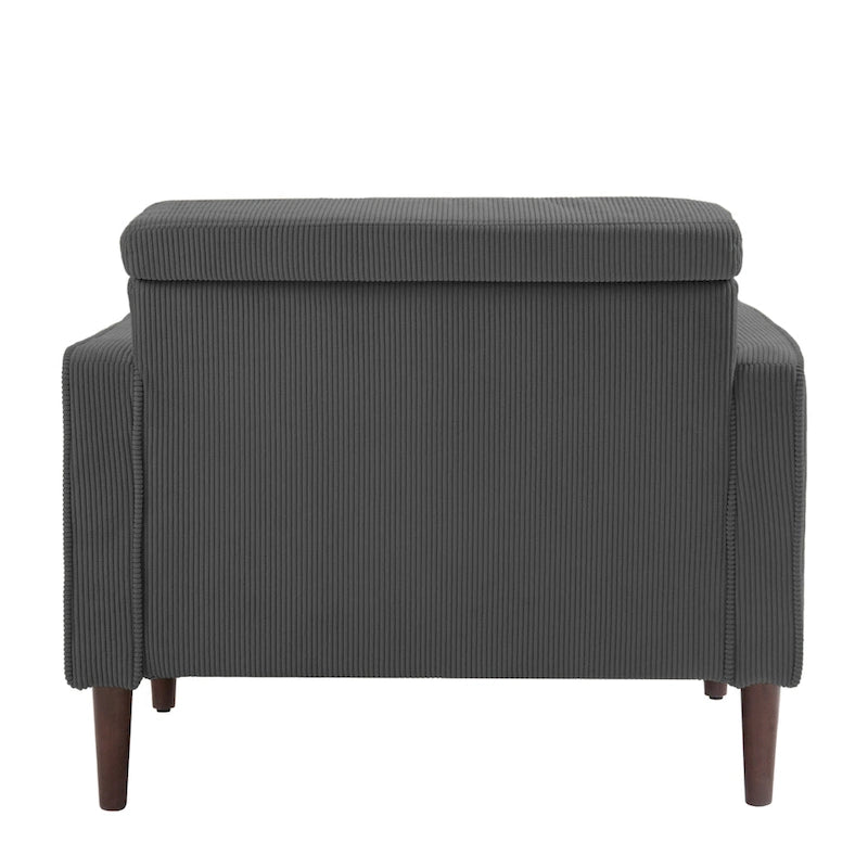 2 Pack Modern Corduroy Wide Armchair with Bolster Pillows
