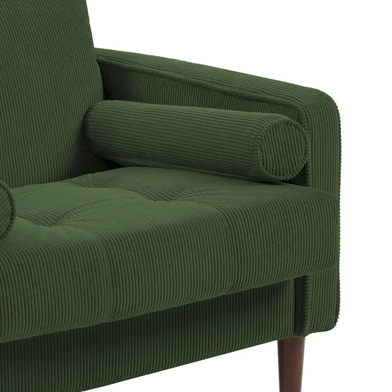 2 Pack Modern Corduroy Wide Armchair with Bolster Pillows