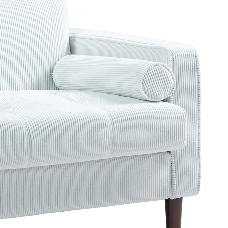2 Pack Modern Corduroy Wide Armchair with Bolster Pillows