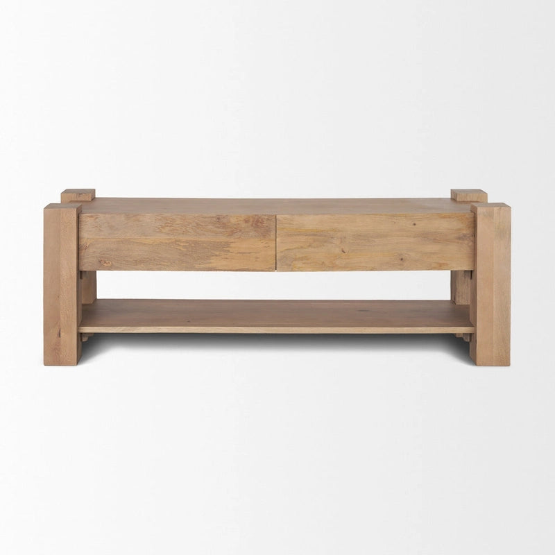 Beth Light Brown Wood Media Console - 70.0L x 20.0W x 24.0H