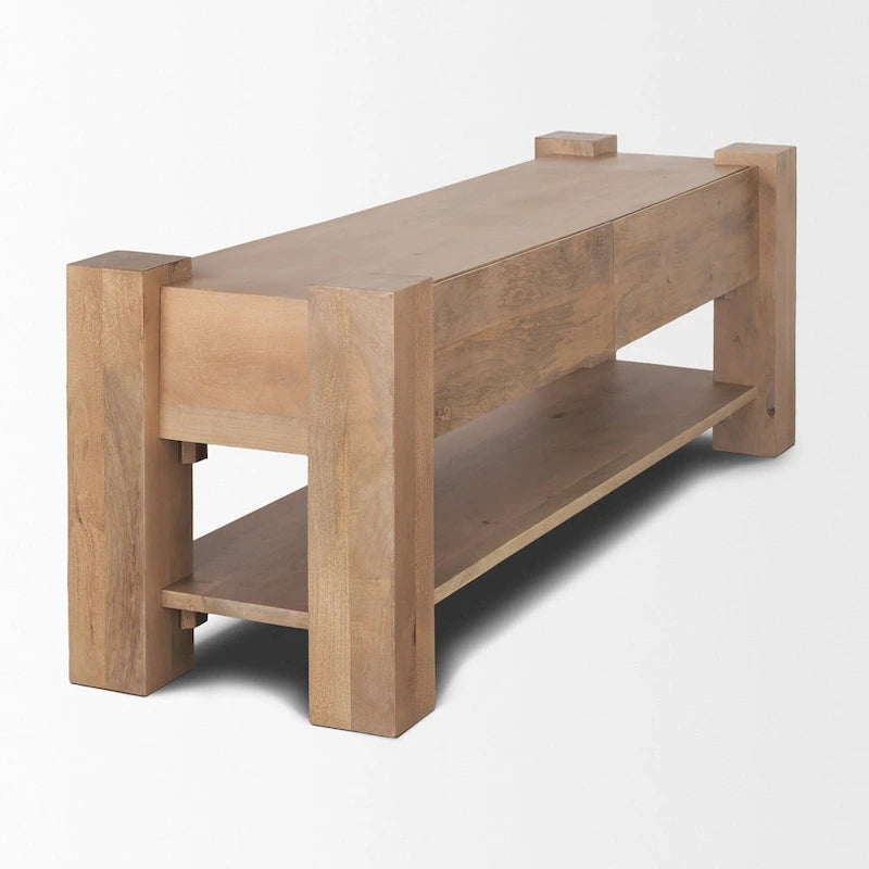 Beth Light Brown Wood Media Console - 70.0L x 20.0W x 24.0H