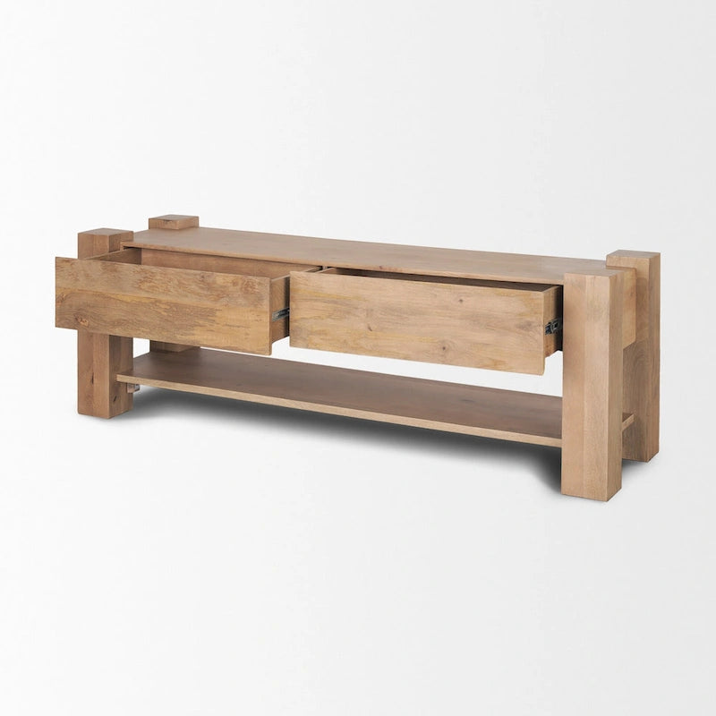 Beth Light Brown Wood Media Console - 70.0L x 20.0W x 24.0H