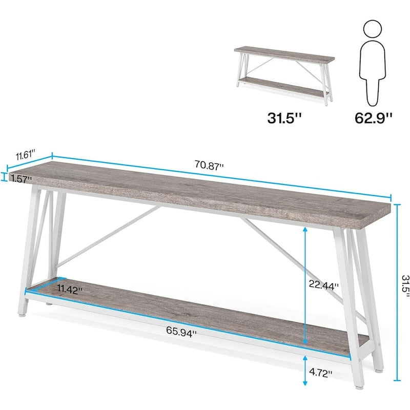 Industrial Wood Console Sofa Table for Entryway Hallway