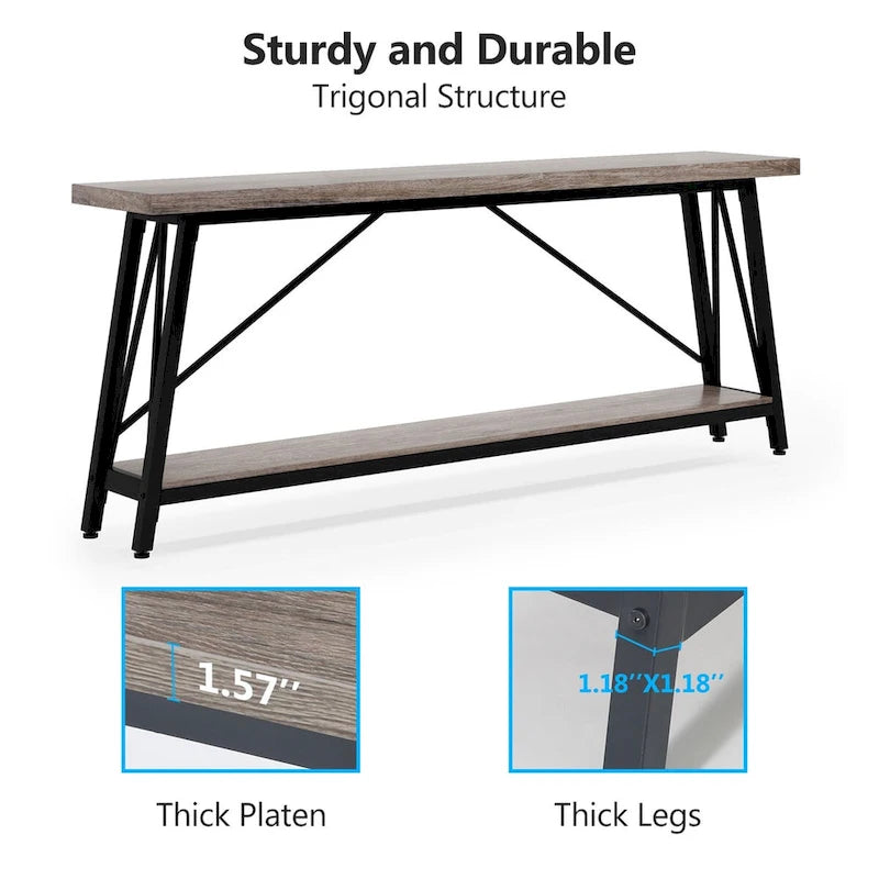 Industrial Wood Console Sofa Table for Entryway Hallway