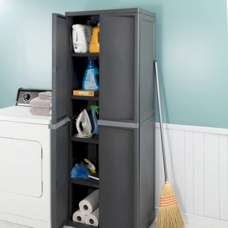 Sterilite 2 Pack Adjustable 4-Shelf Garage Storage Cabinet Bin Organizer, Gray - 2 Pack