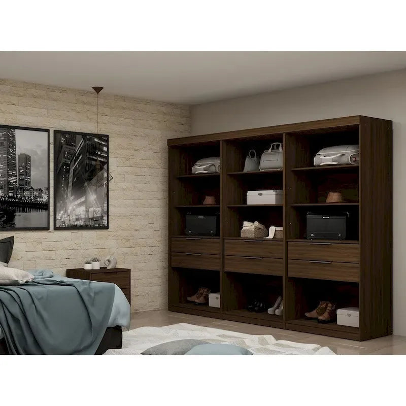 Mulberry Open 3 Sectional Modem Wardrobe Closet with 6 Drawers
