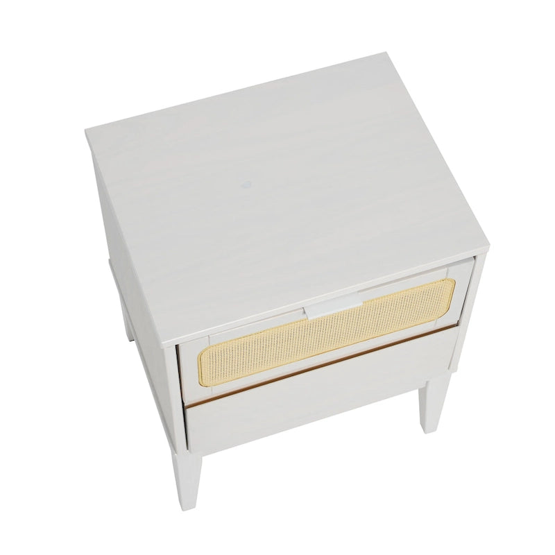 Crawford Wood 2-Drawer Bed Side Table