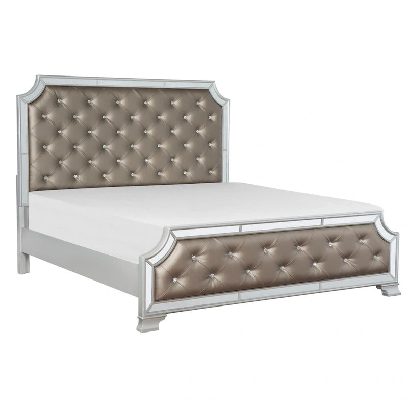 Gerald Silver Gray Faux Leather Upholstered Tufted Bed
