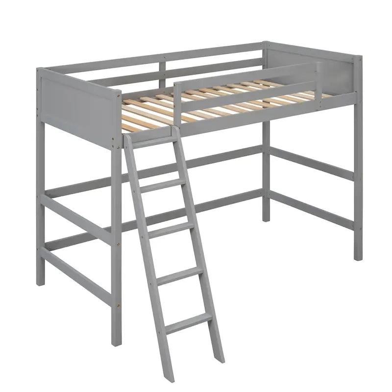 Solid Wood Twin Size Loft Bed with Ladder