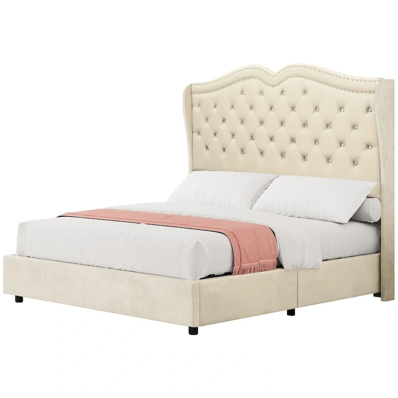 Moasis Queen Lift Up Storage Bed with Headboard 51.6Tall